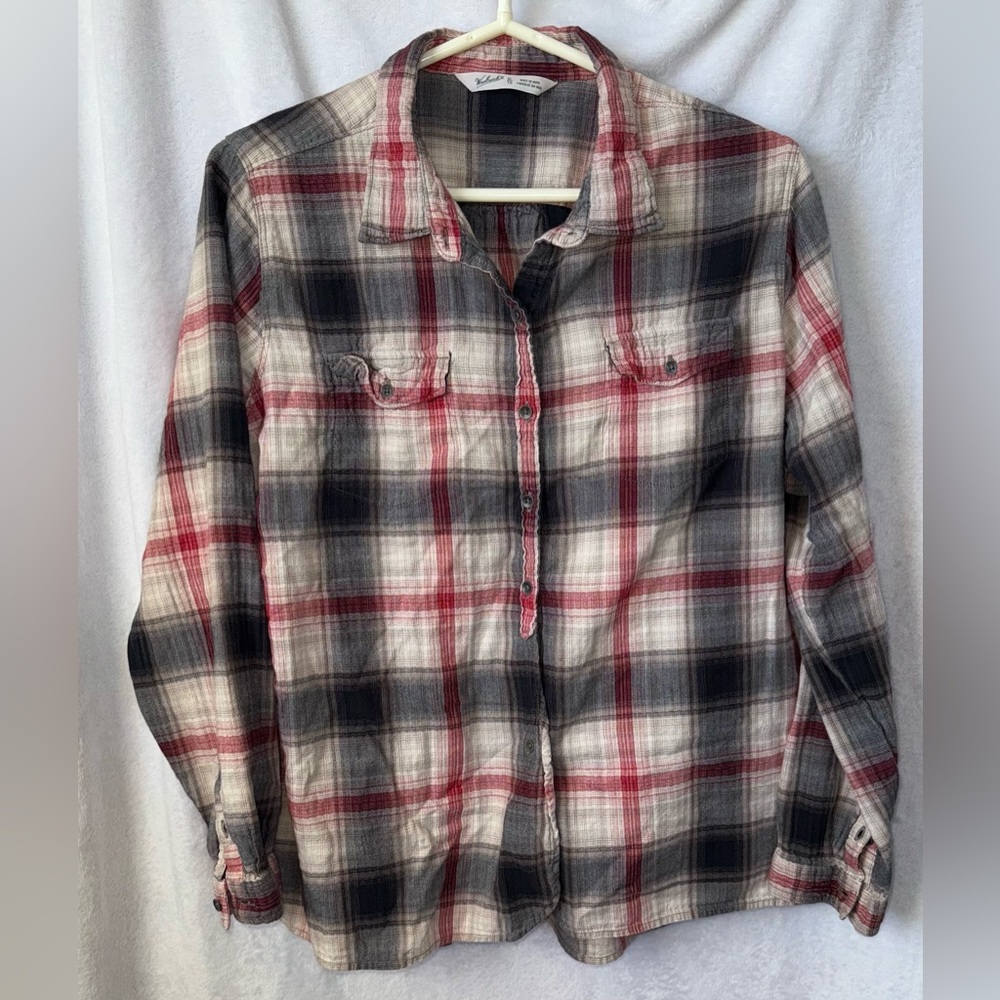 Woolrich Size XL Red Black Plaid Button Down Shirt